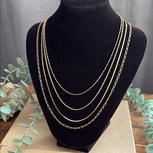 Vintage Avon 90s Gold Layered Necklace Bundle Set 4 Designs 18-22” NIB